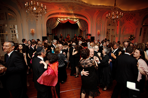 The party band performing for wedding guests in the Savoy Ballroom